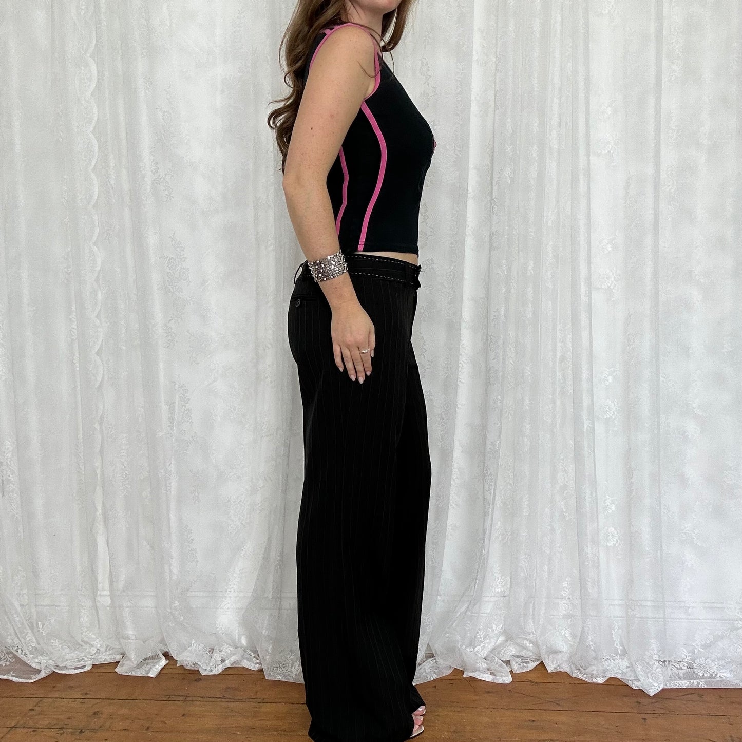 vintage 00s pink and black 55 tank top