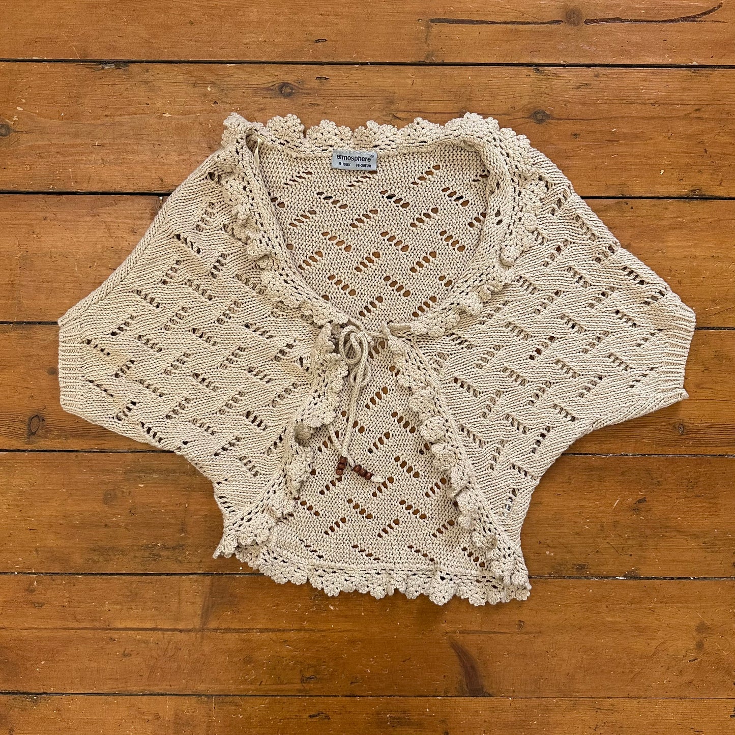 vintage 00s beige crochet cardigan