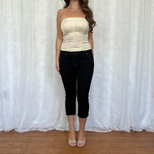 vintage 00s beige strapless corset top