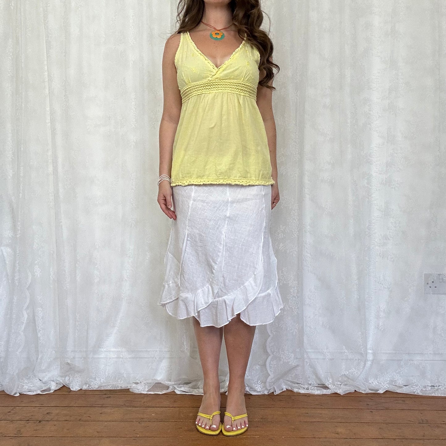 vintage 00s yellow babydoll cami top