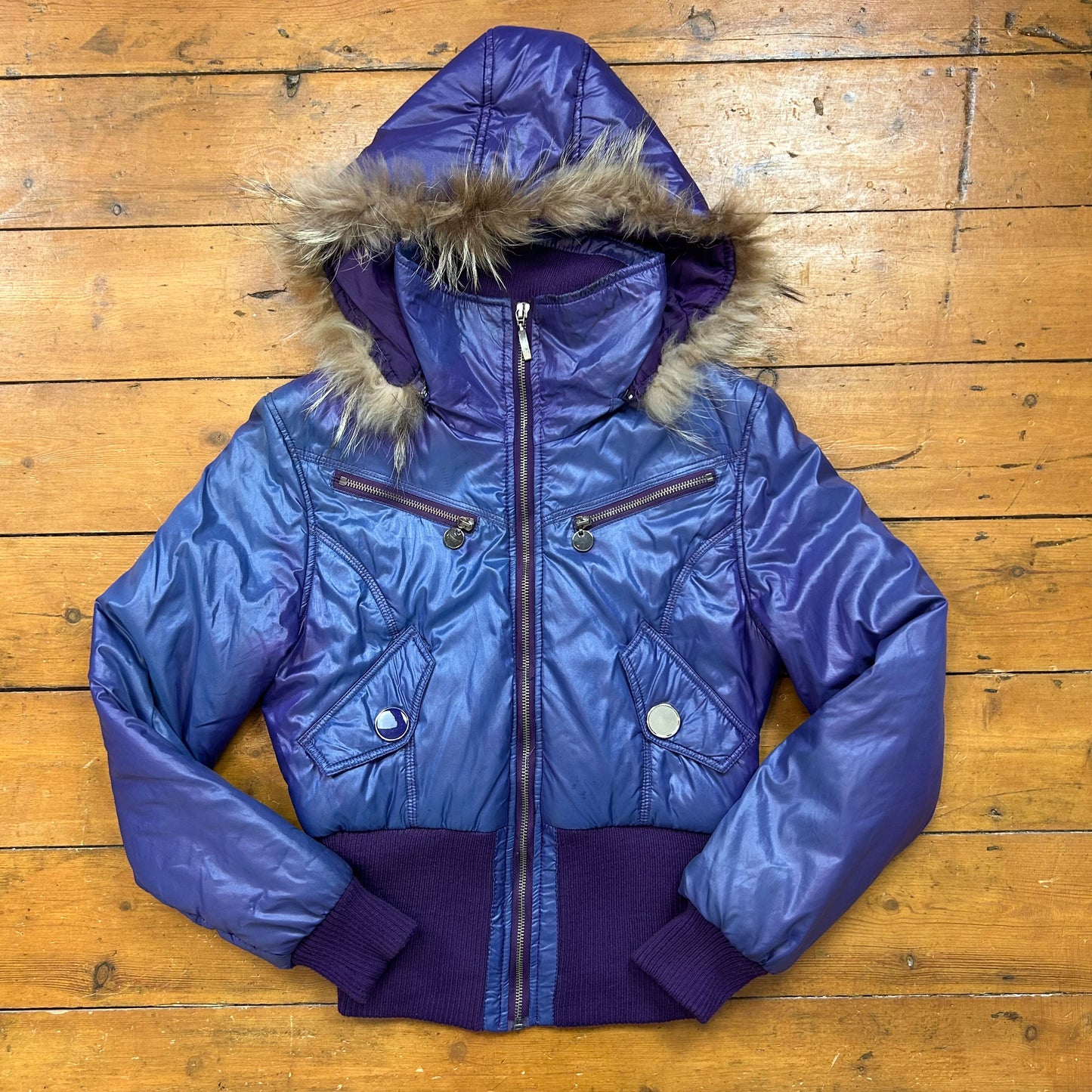 vintage 00s purple fitted puffer jacket