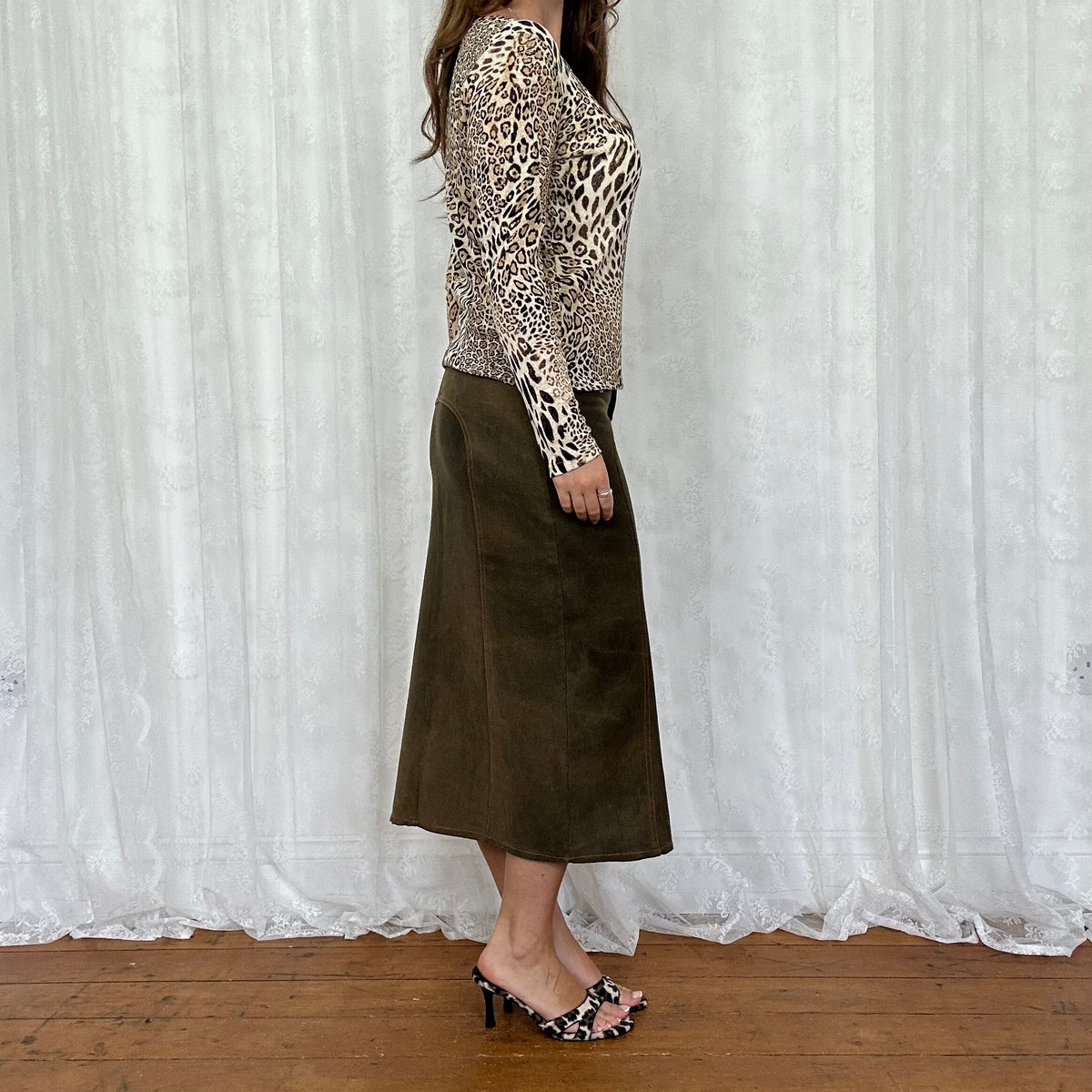 vintage 00s leopard print long sleeve top