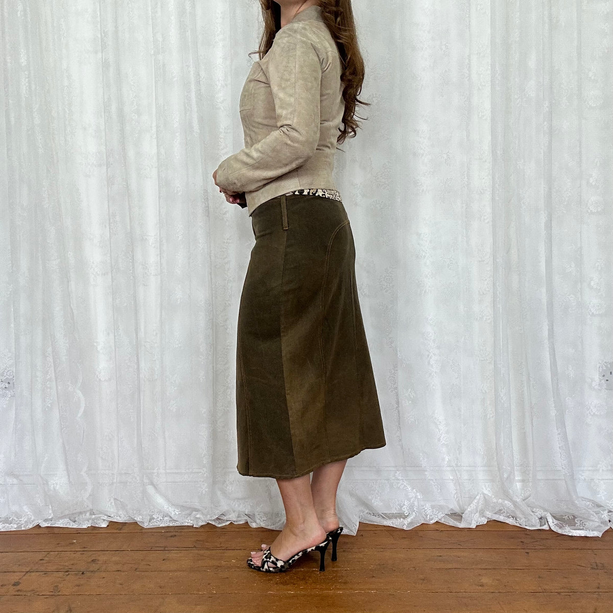 vintage 00s beige leather fitted jacket