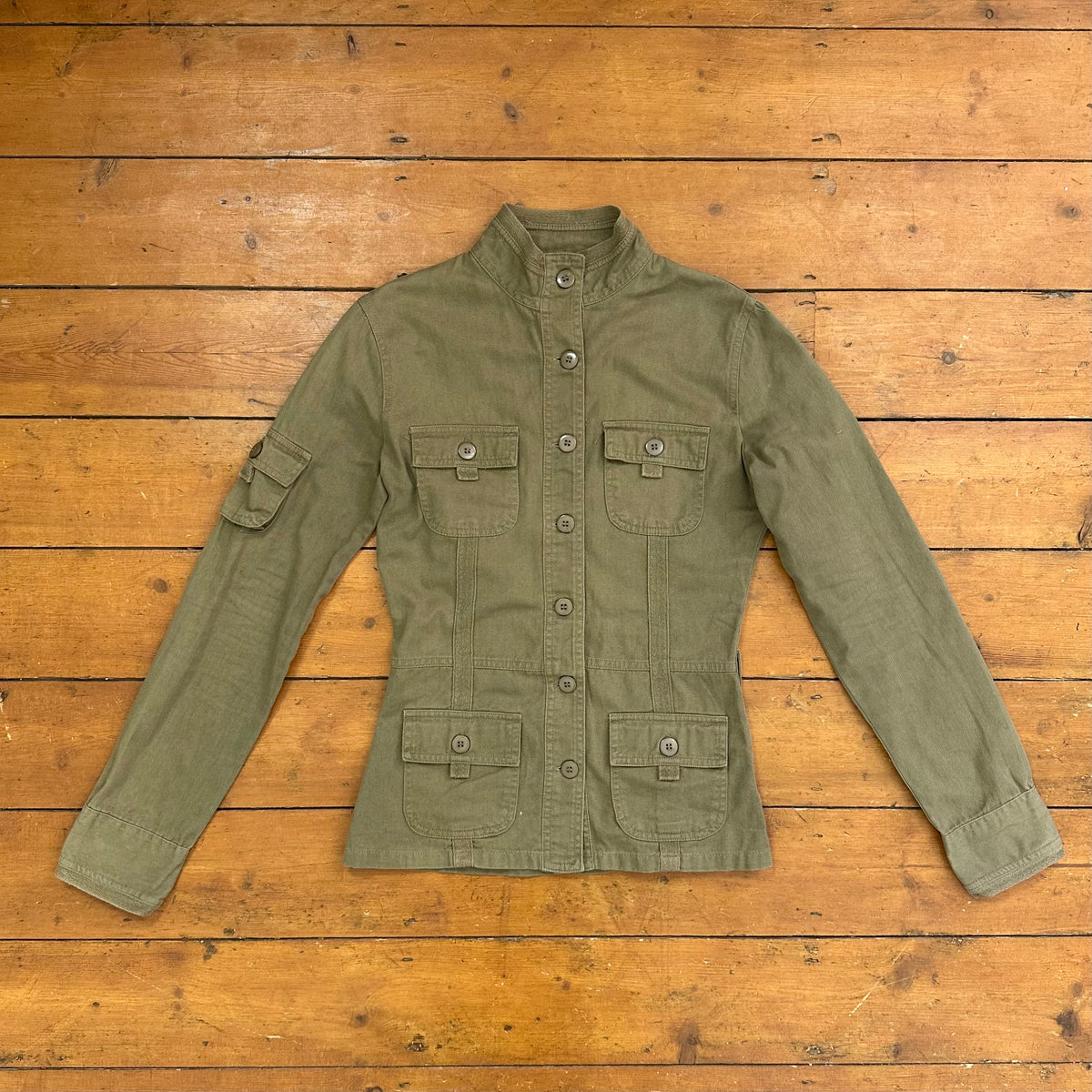vintage 00s khaki fitted utility jacket
