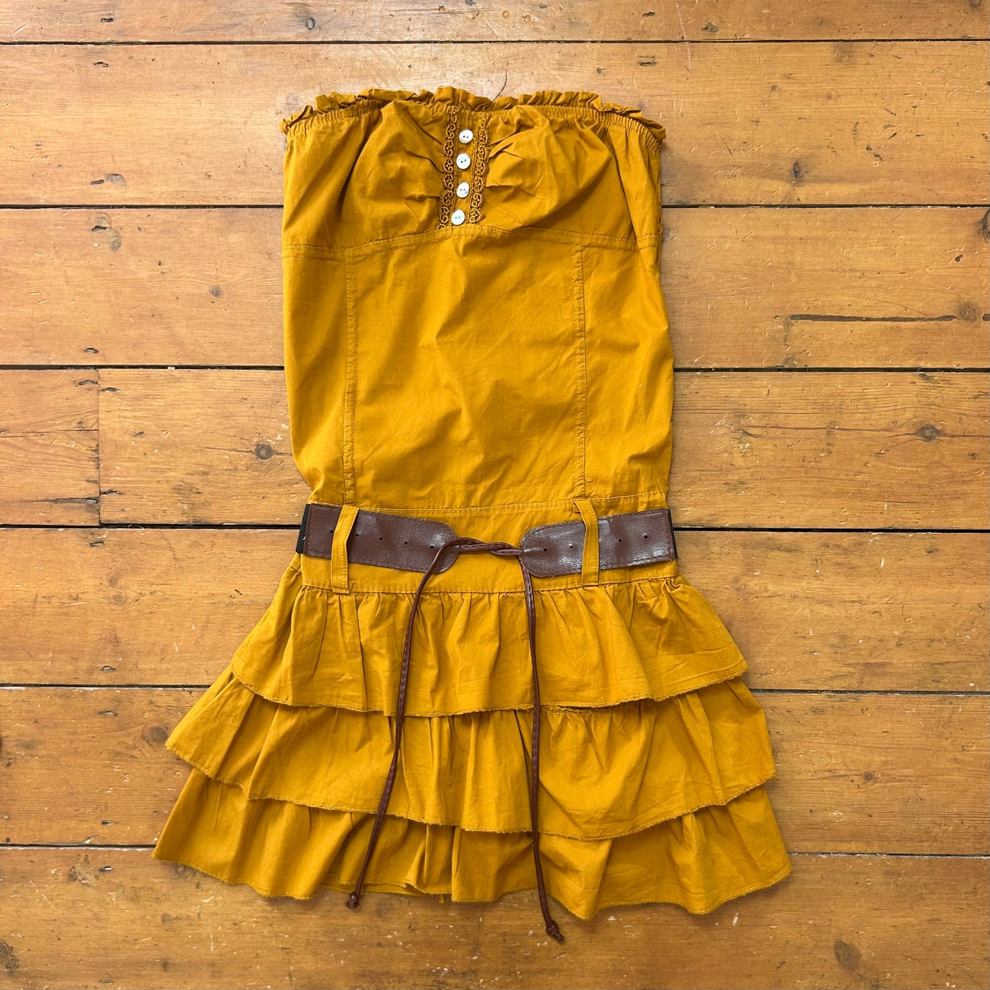 vintage 00s mustard rara mini dress