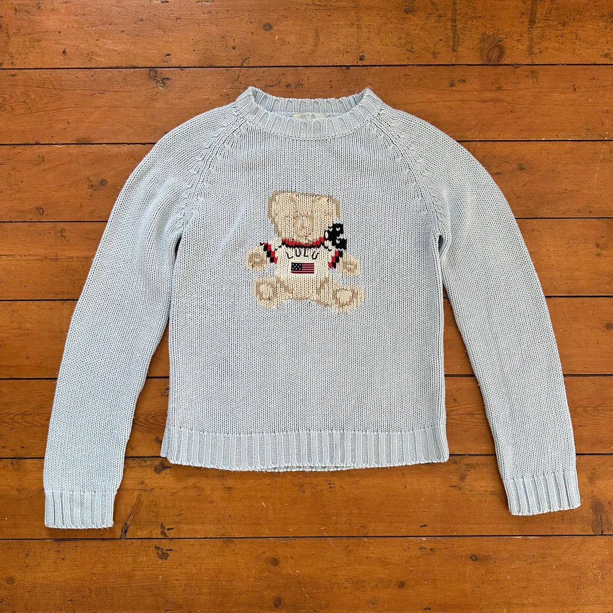 vintage 00s baby blue teddy bear jumper