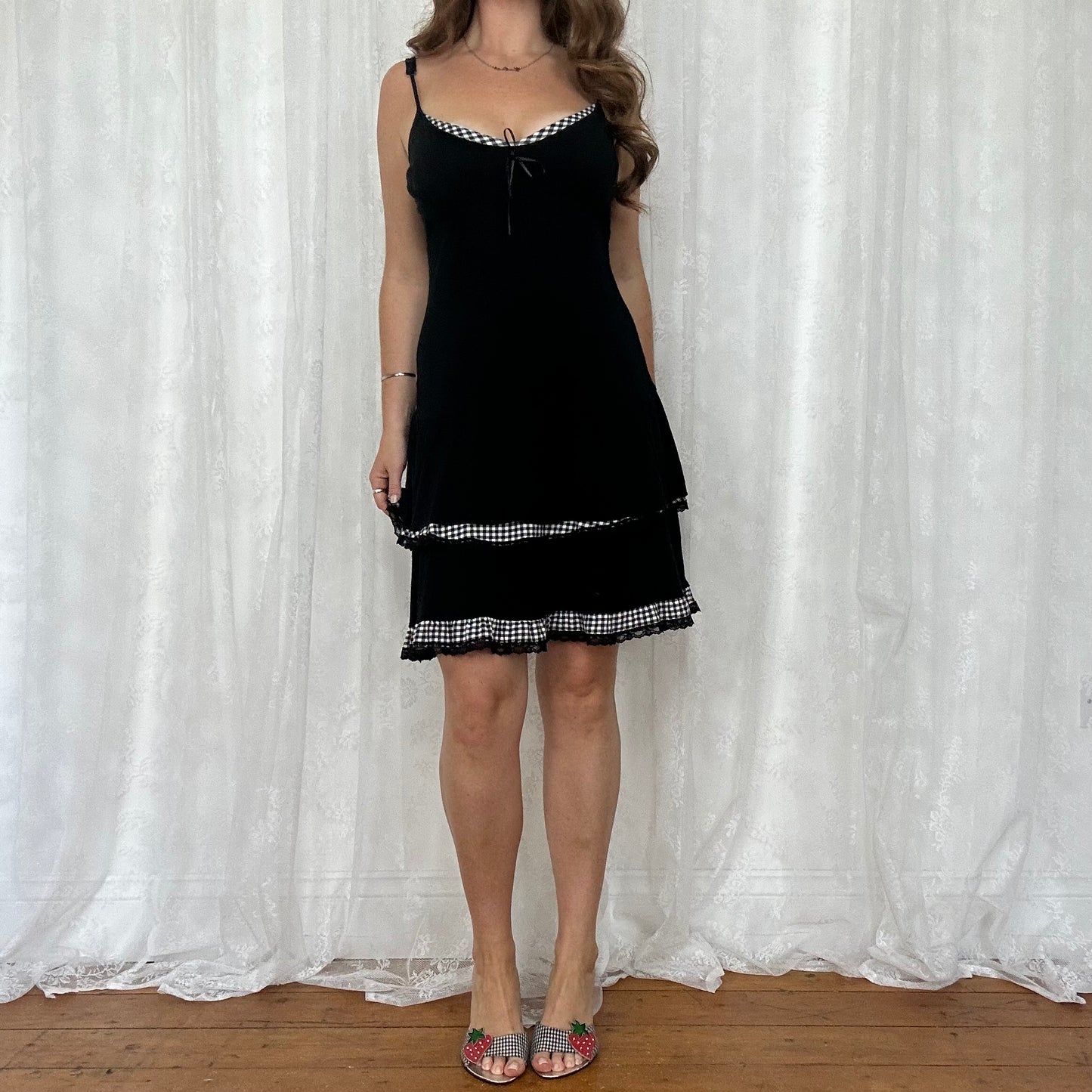 vintage 00s black gingham rara dress