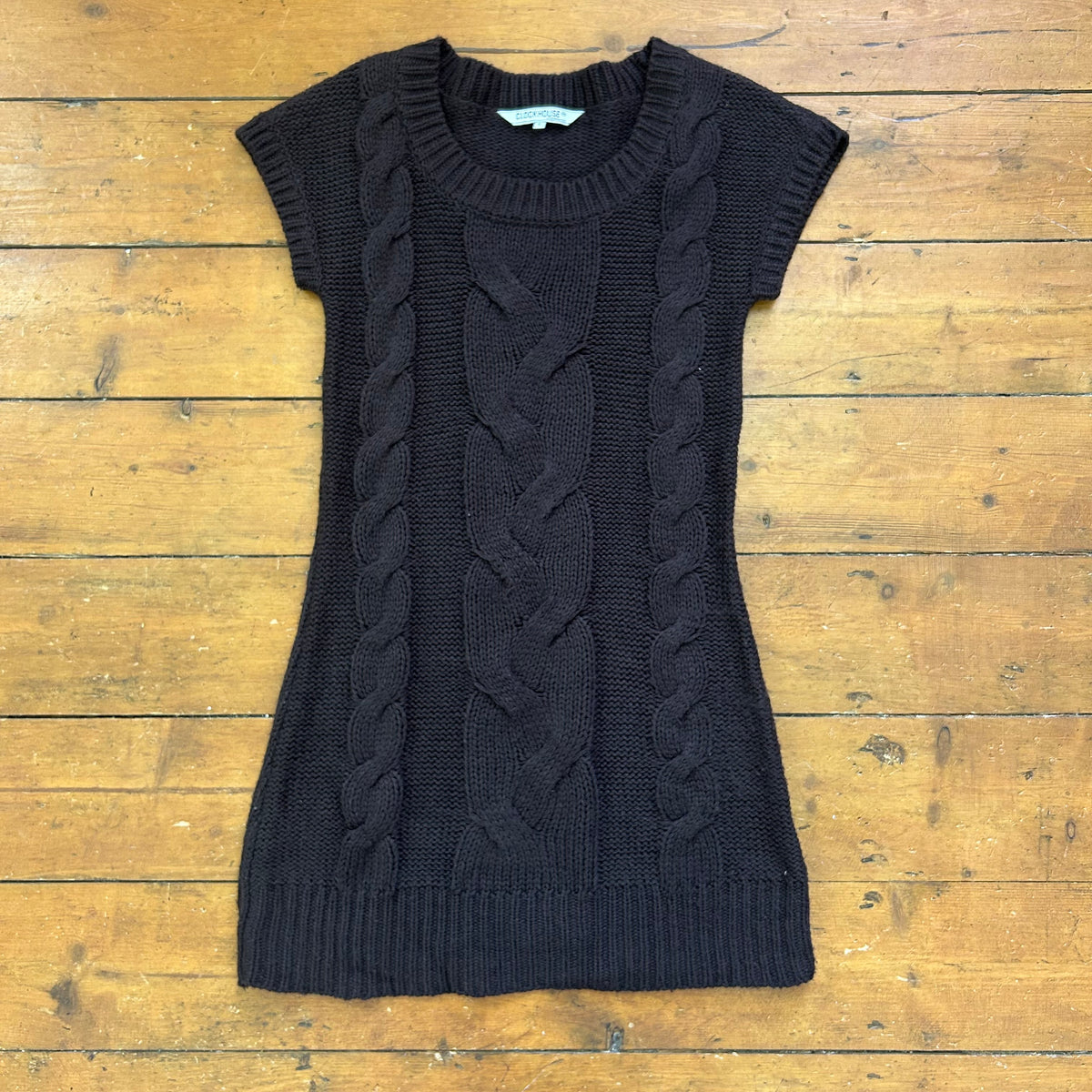 vintage 00s brown cable knit jumper dress