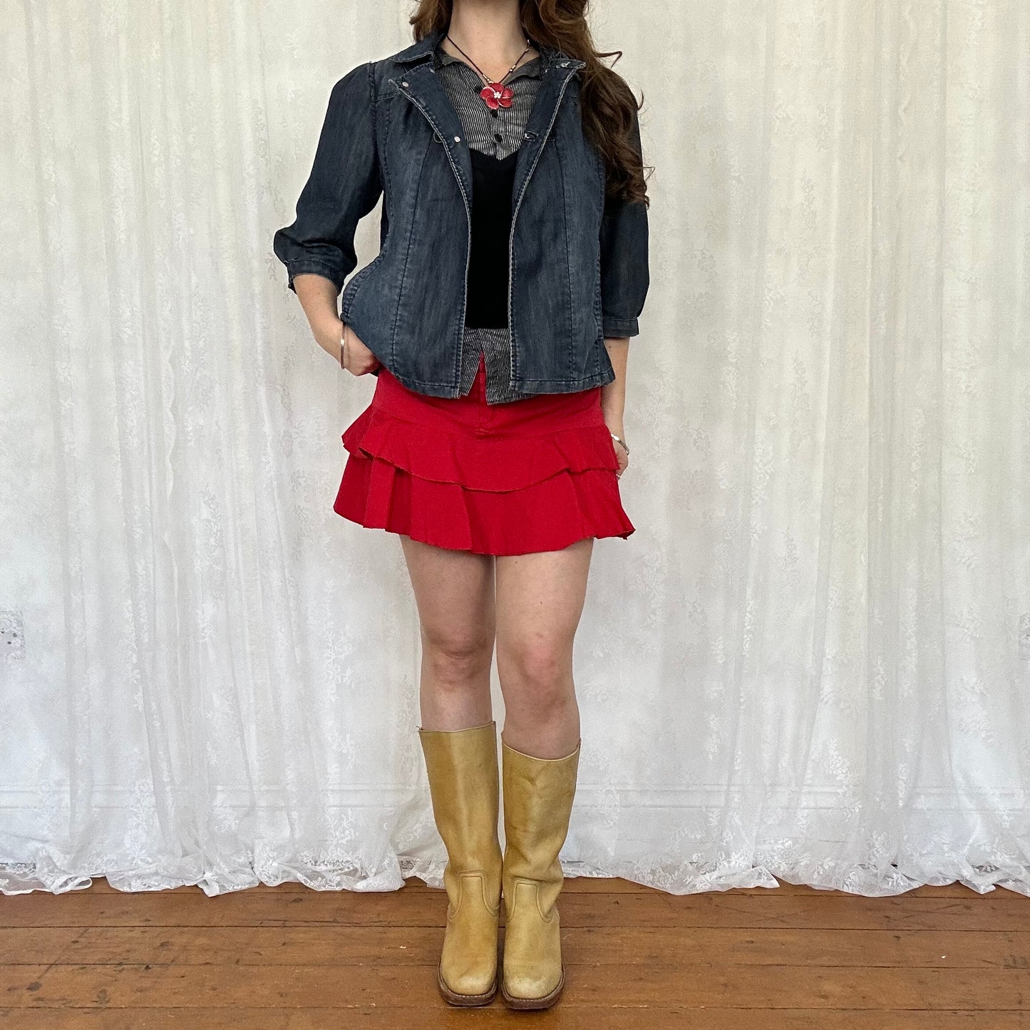 vintage 00s navy denim peacoat