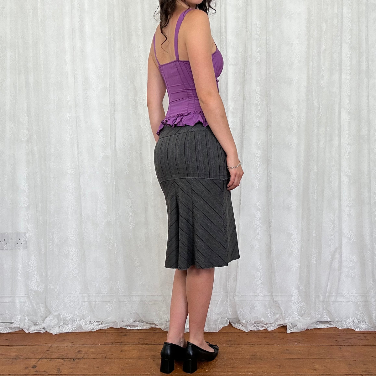 vintage 00s magenta silk button up cami