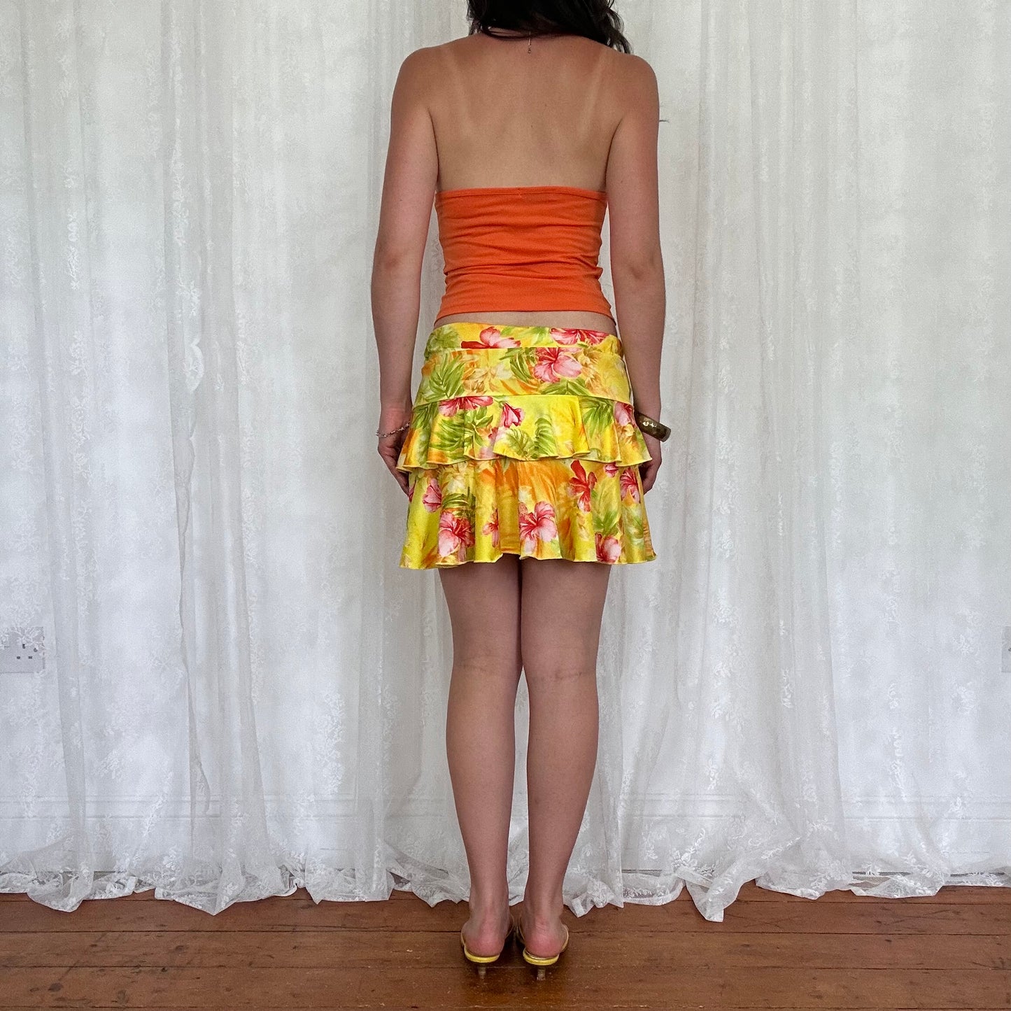 vintage 00s orange twist halter neck cami