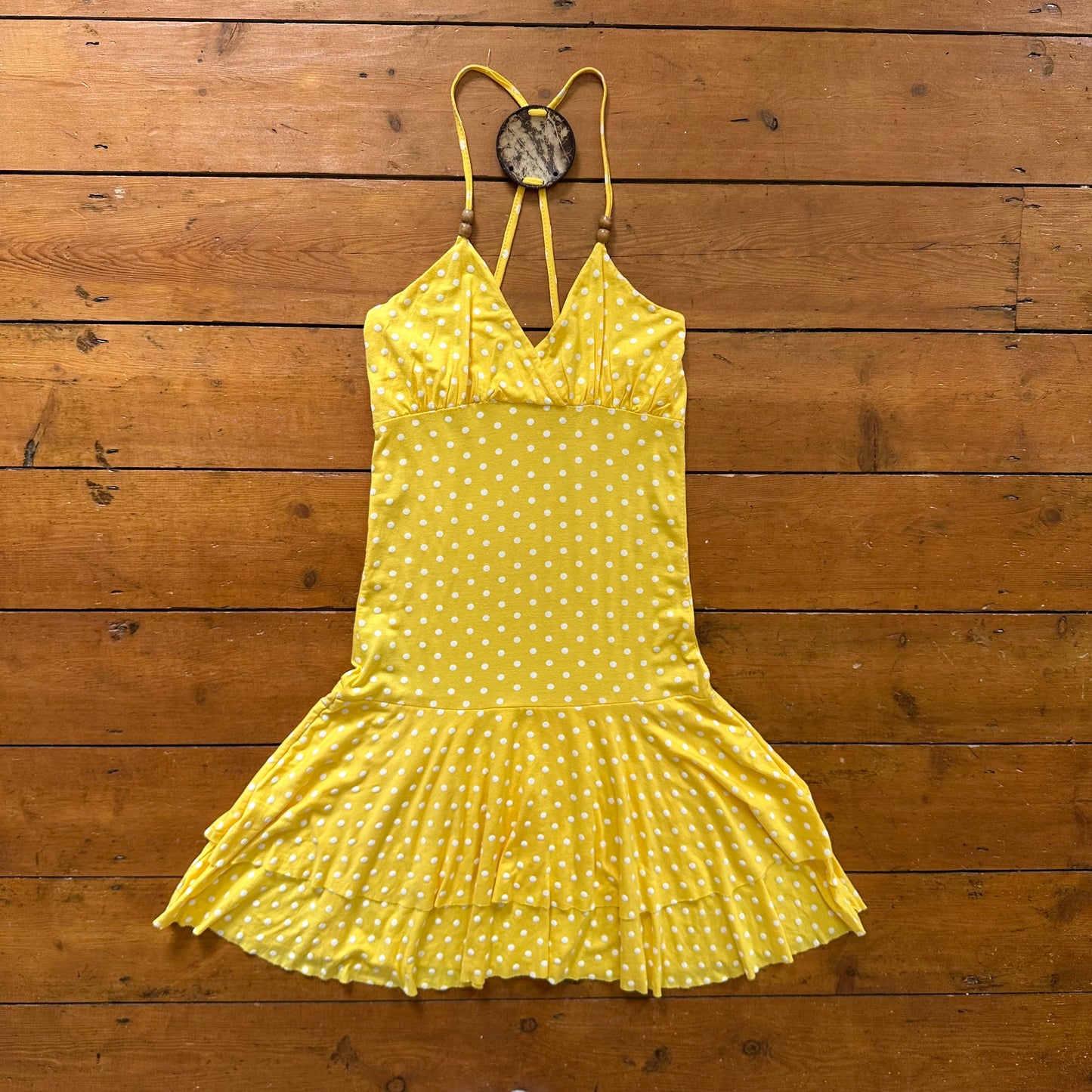 vintage 00s yellow polka dot dress