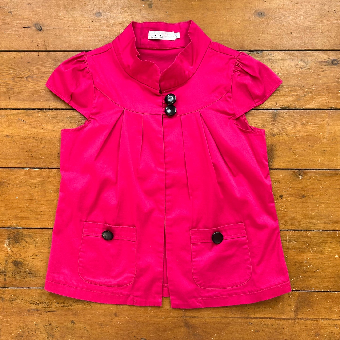 vintage 00s hot pink button up peacoat