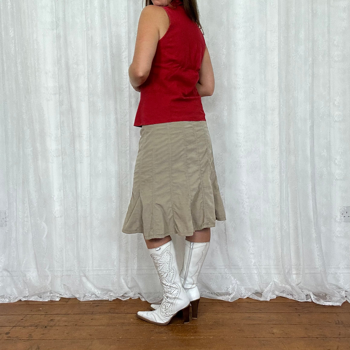 vintage 00s red sleeveless cargo shirt