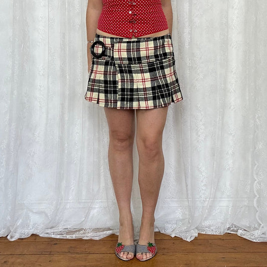 vintage 00s black checkered mini skirt