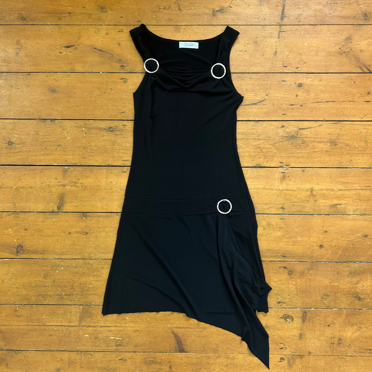 vintage 00s black slinky buckle dress