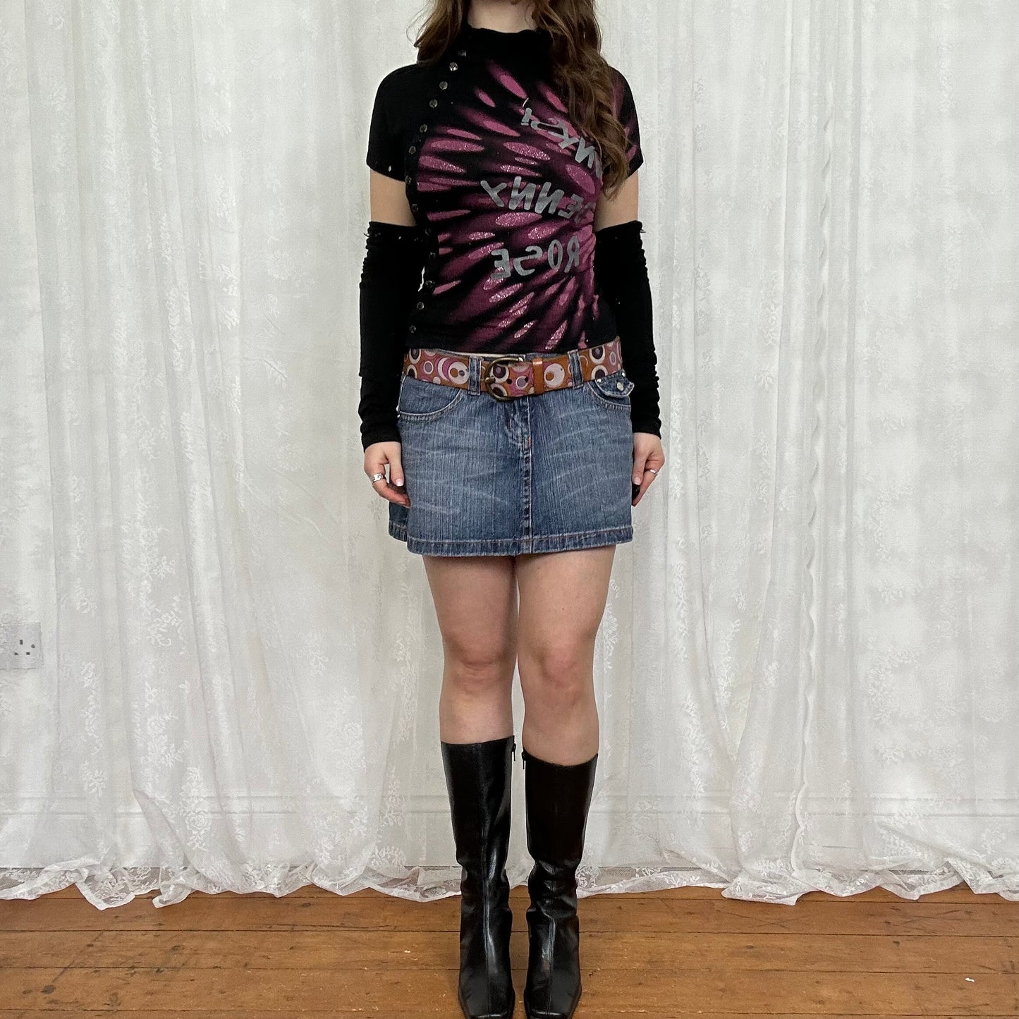 vintage 00s mid wash denim mini skirt