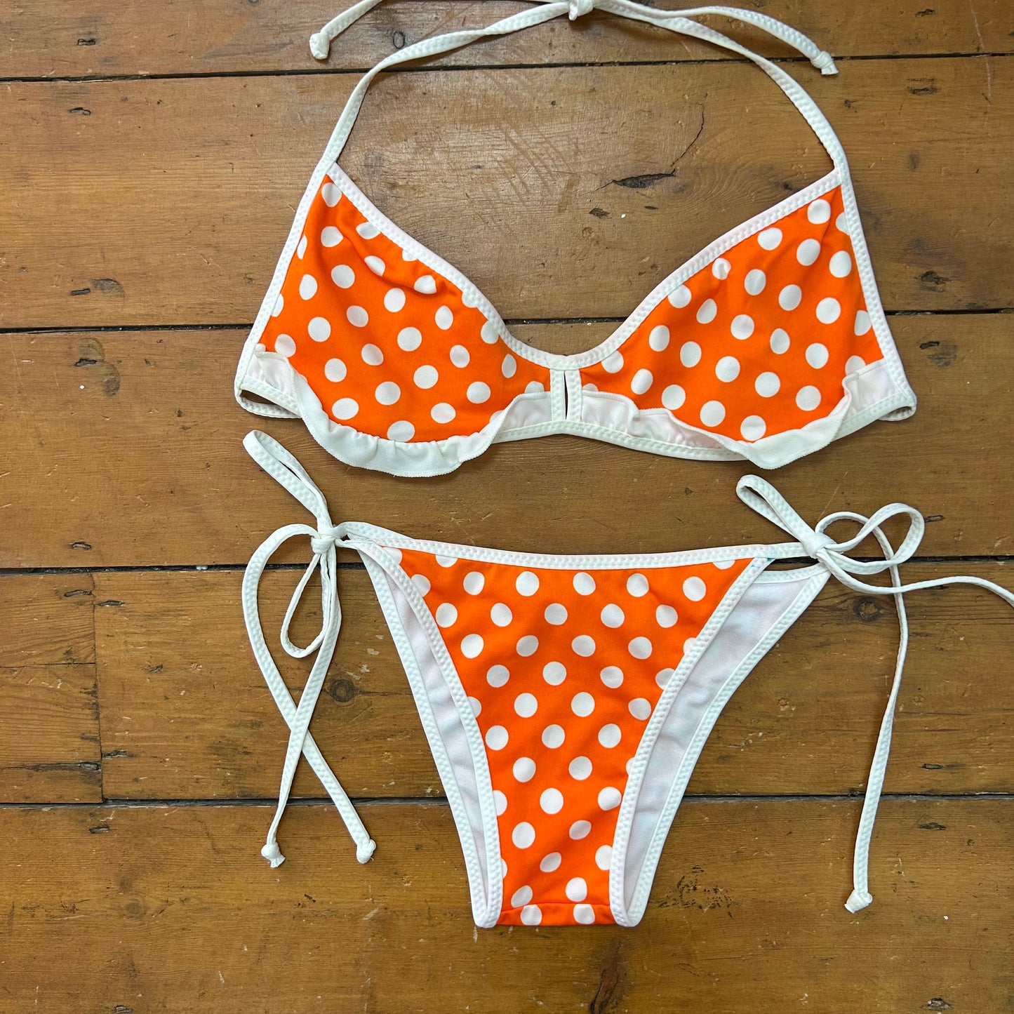 vintage 00s orange polka dot bikini