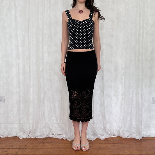 vintage 00s black and white polka dot cami top