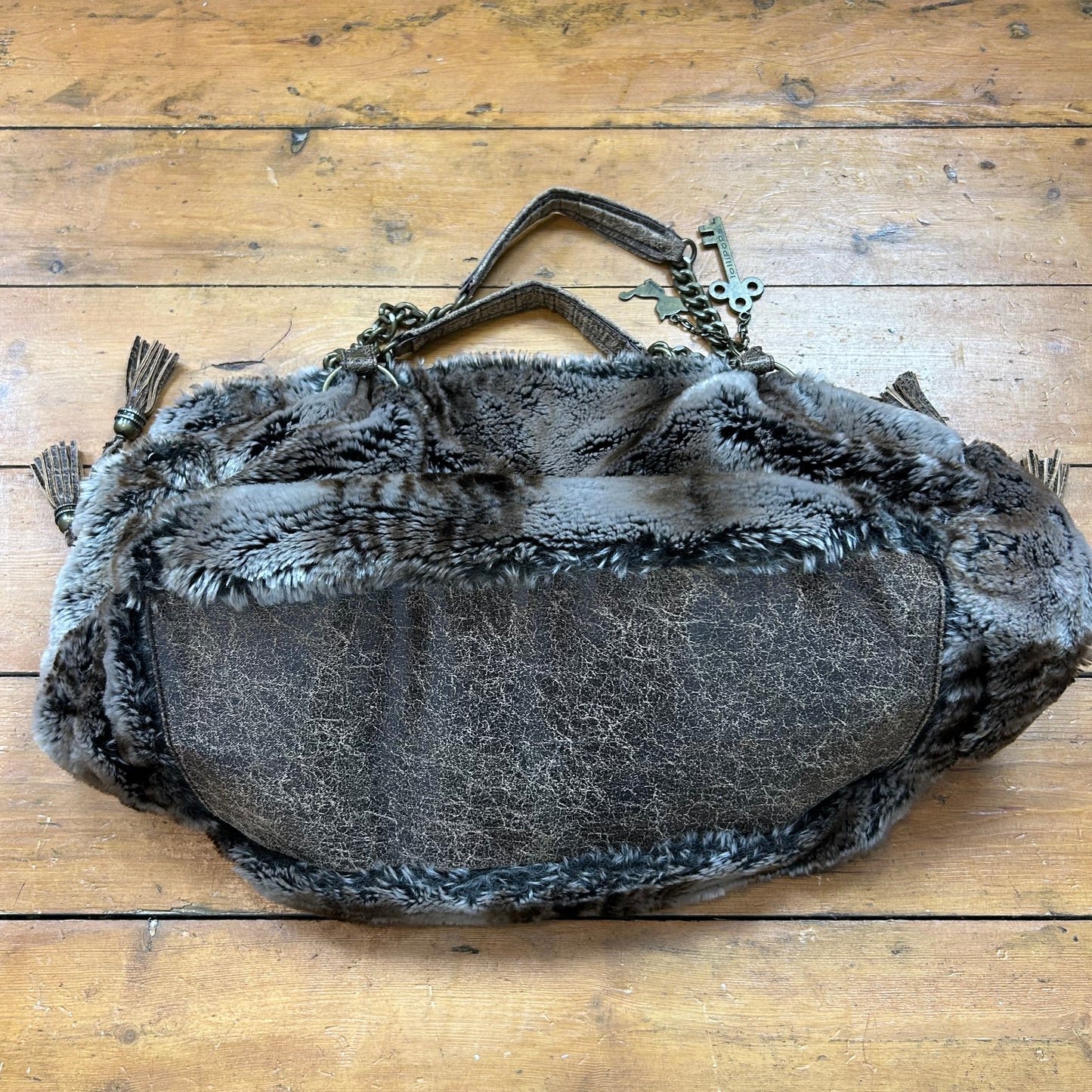 vintage 00s faux fur shoulder bag