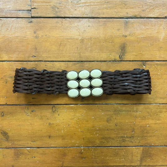 vintage 00s brown braided belt with chunky buckle