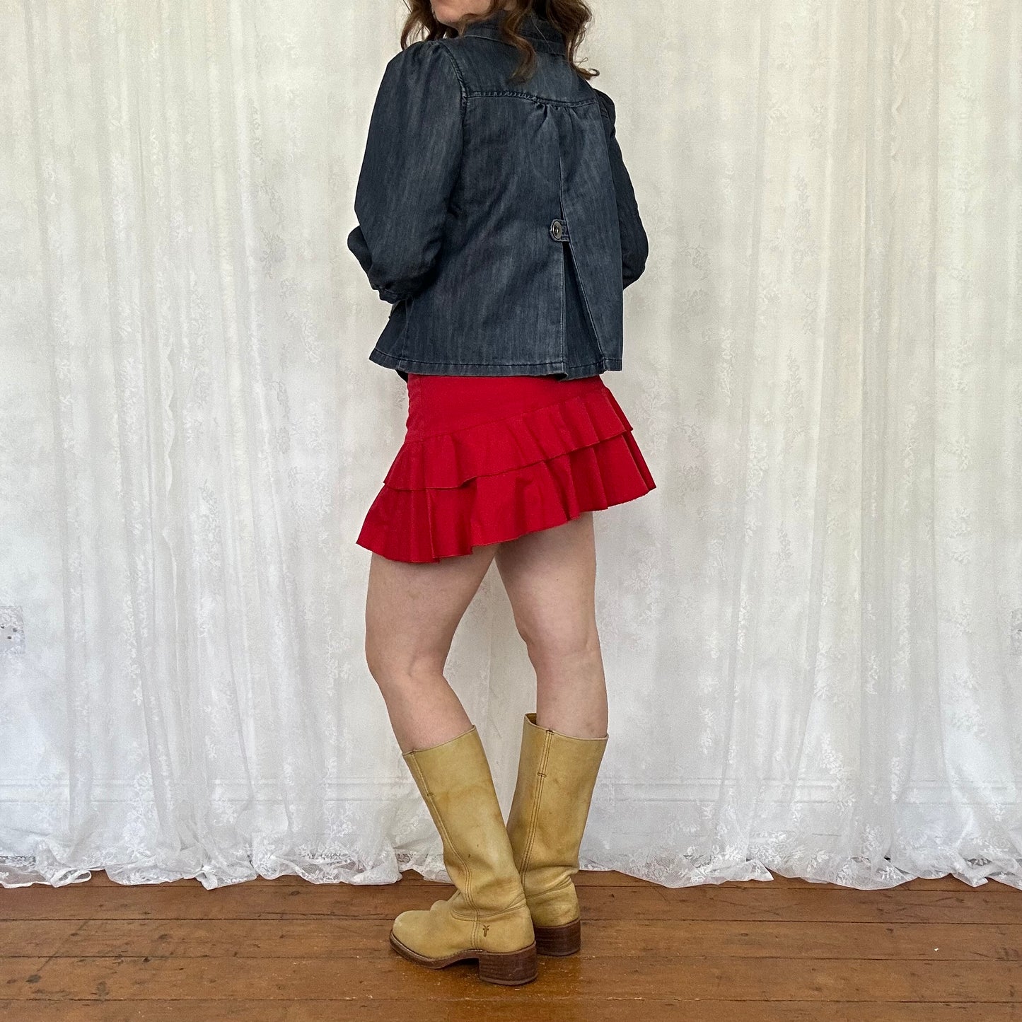 vintage 00s navy denim peacoat