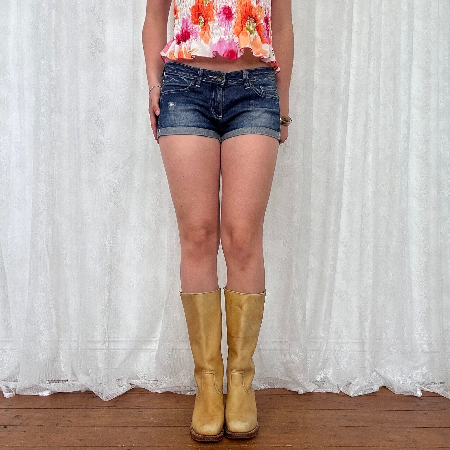 vintage 00s denim micro mini shorts