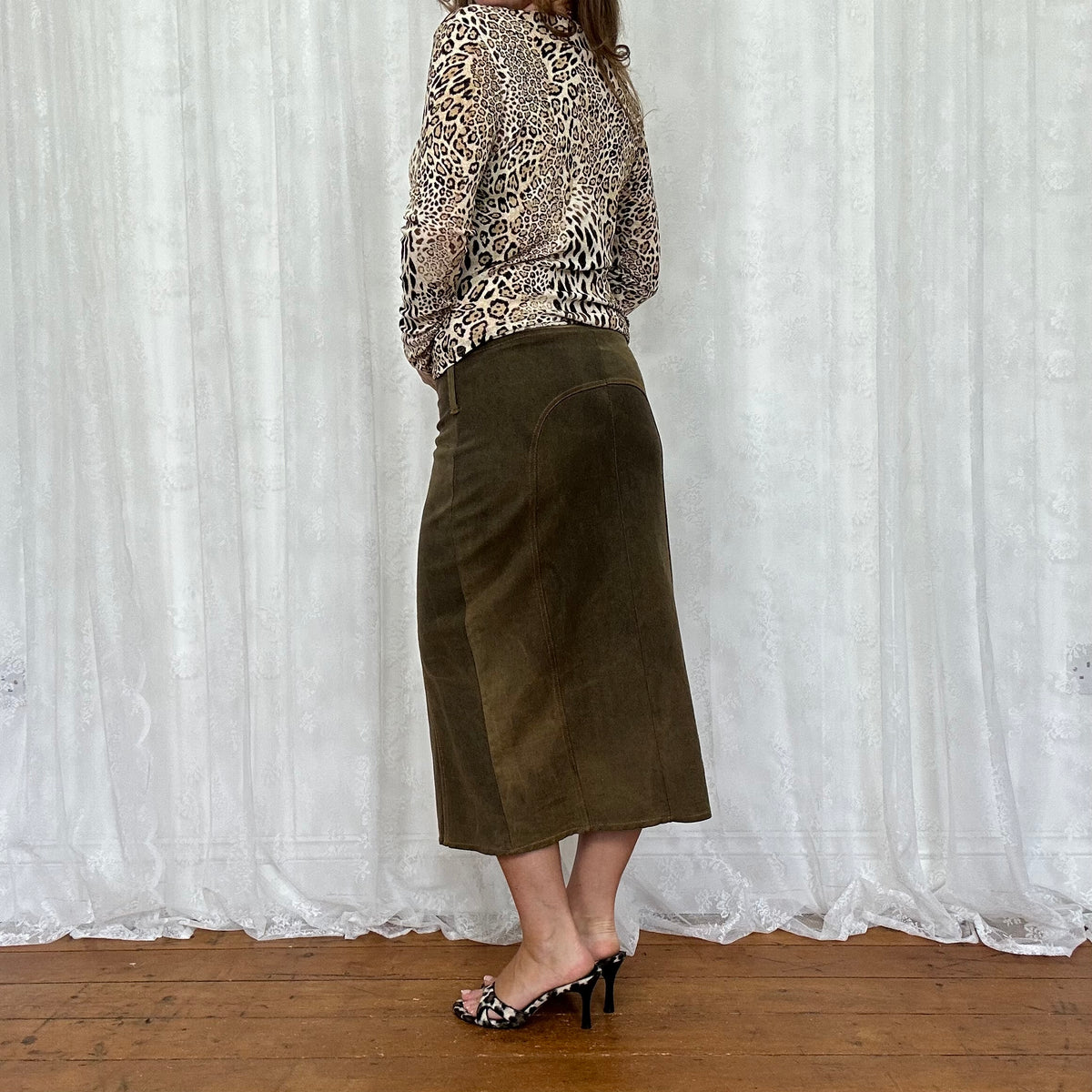 vintage 00s leopard print long sleeve top