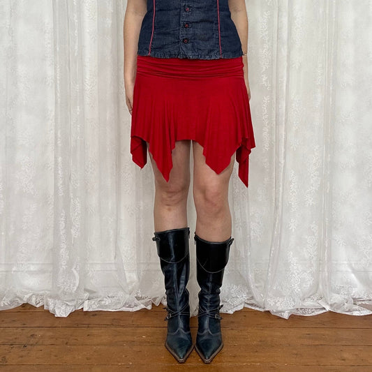 vintage 00s red hanky hem mini skirt