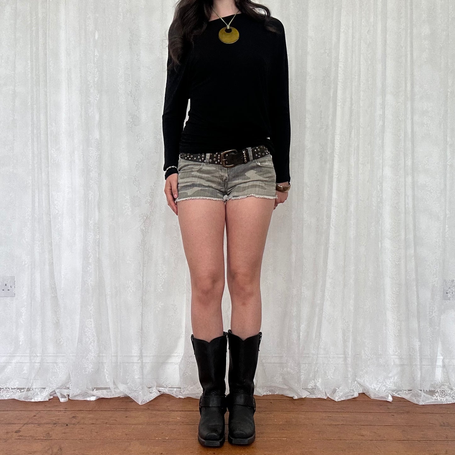 vintage 00s black slouchy long sleeve top