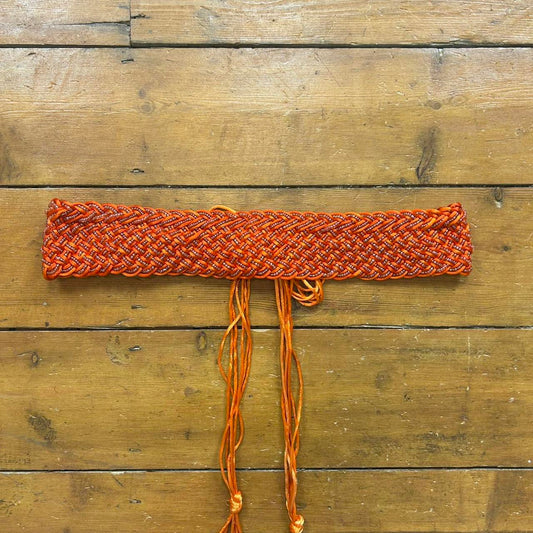 vintage 00s orange beaded tie up belt