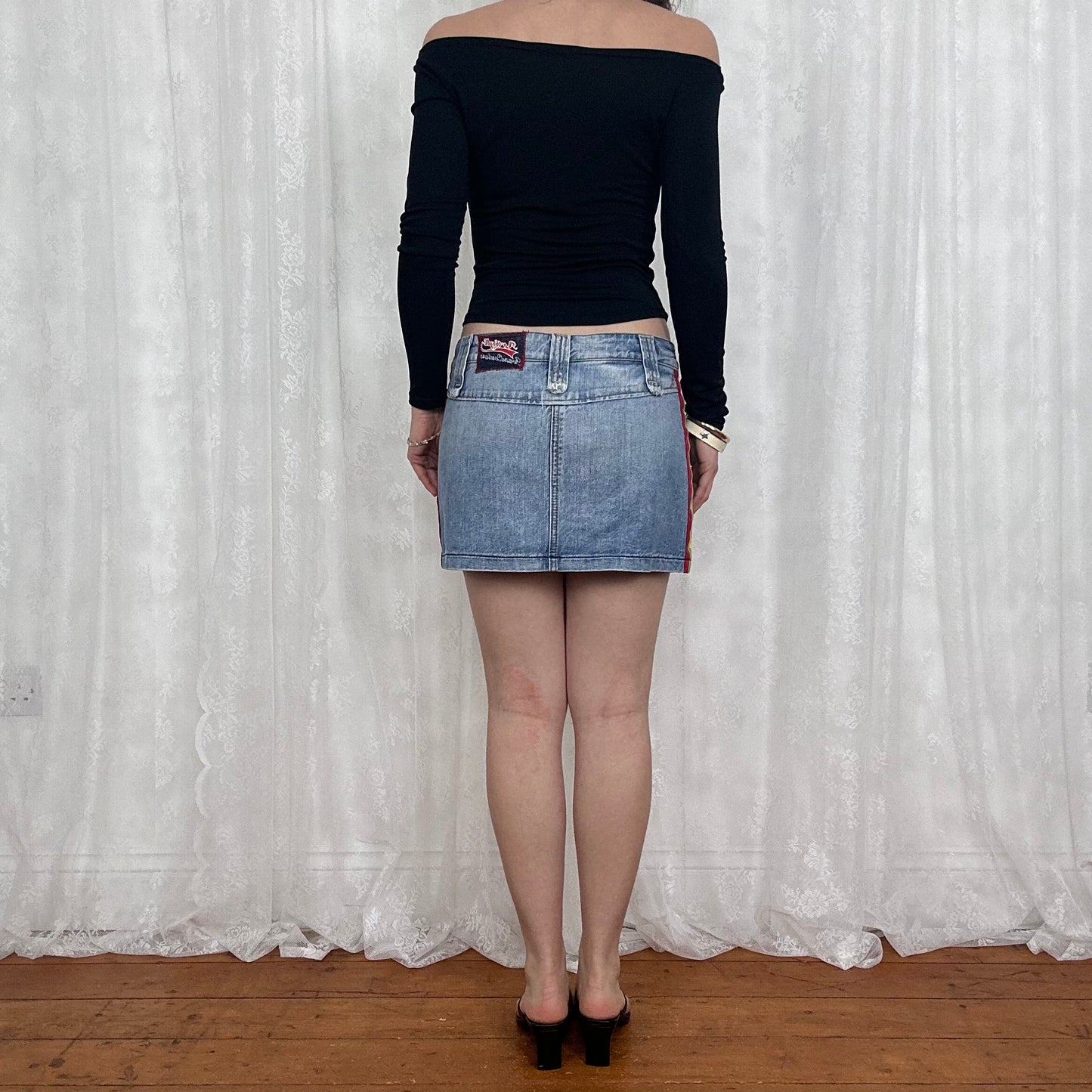 vintage 00s black shimmery off shoulder top