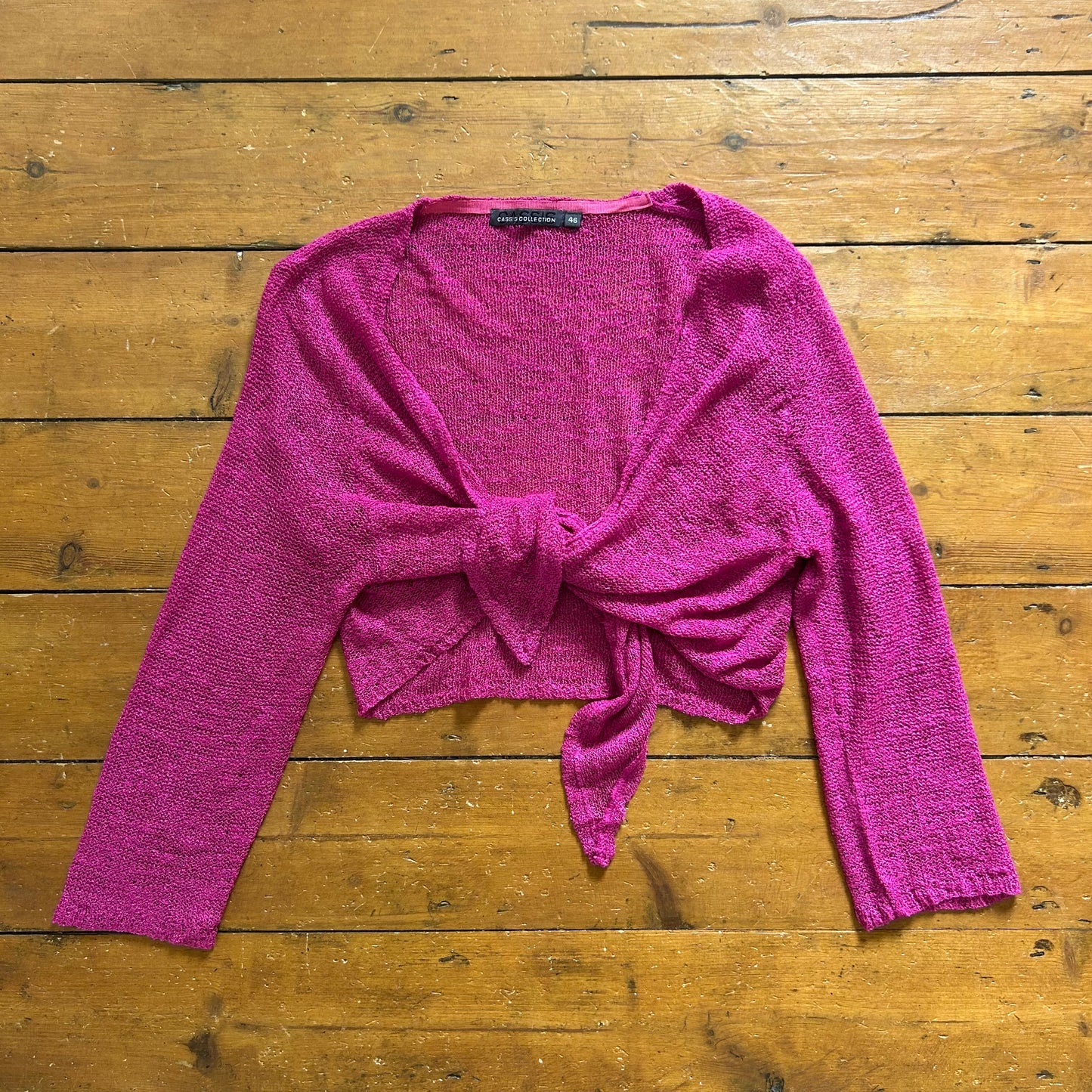vintage 00s hot pink tie up cardigan