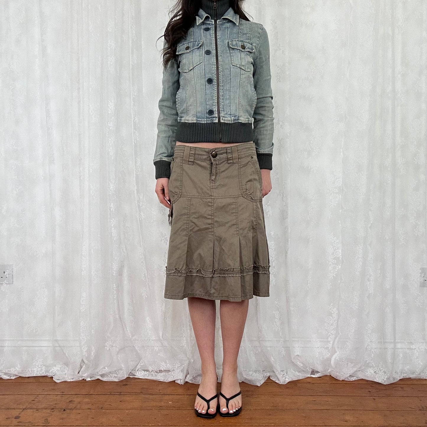 vintage 00s light wash denim bomber jacket