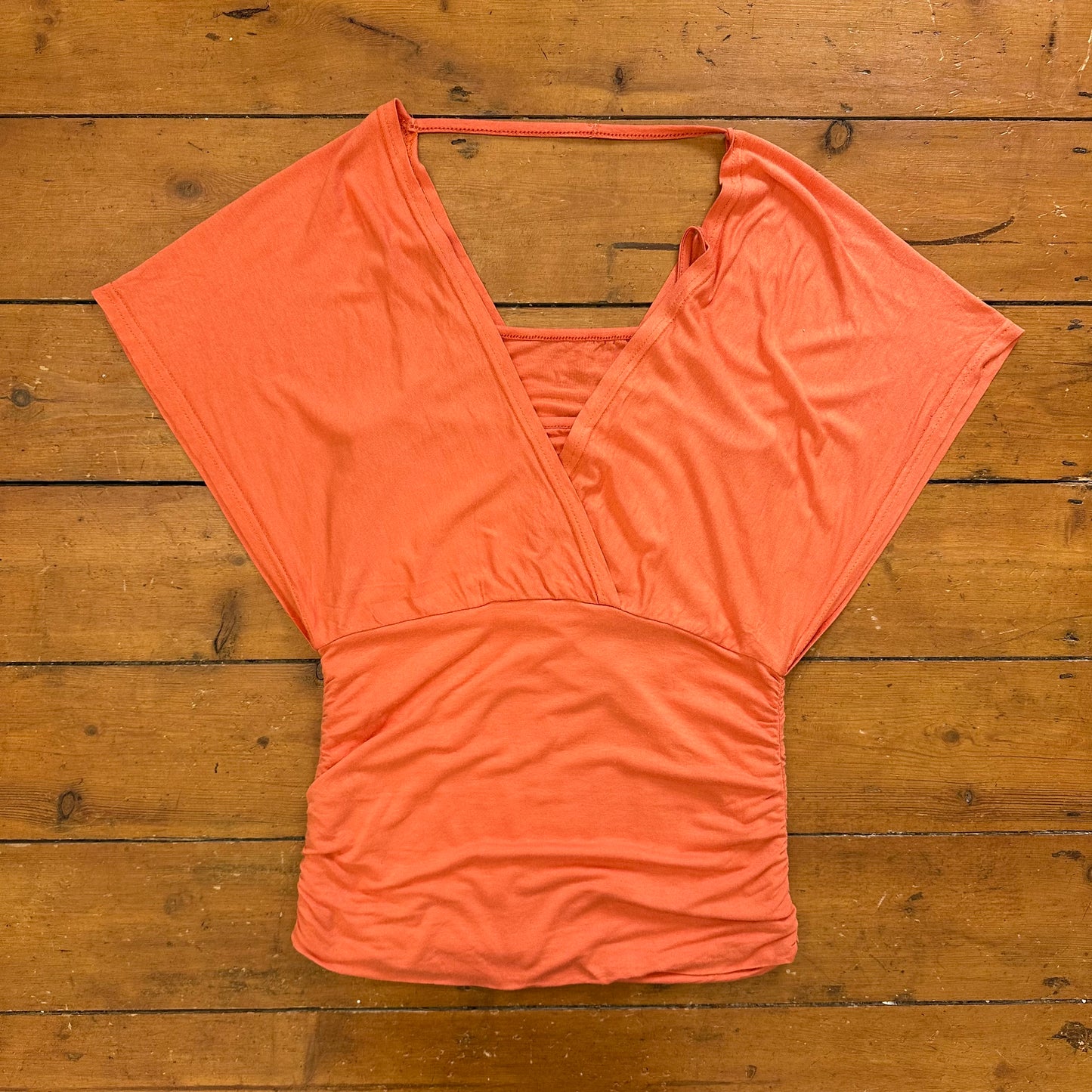vintage 00s orange batwing layered top
