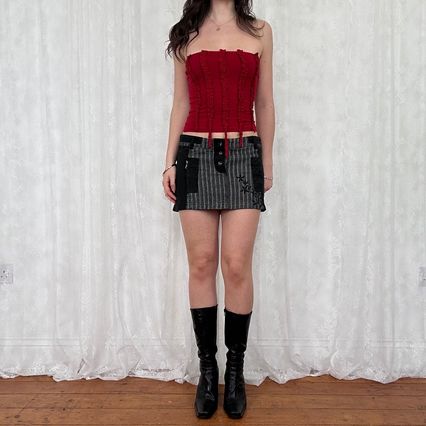 vintage 00s red strapless slinky top