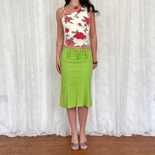 vintage 00s white and red rose cami