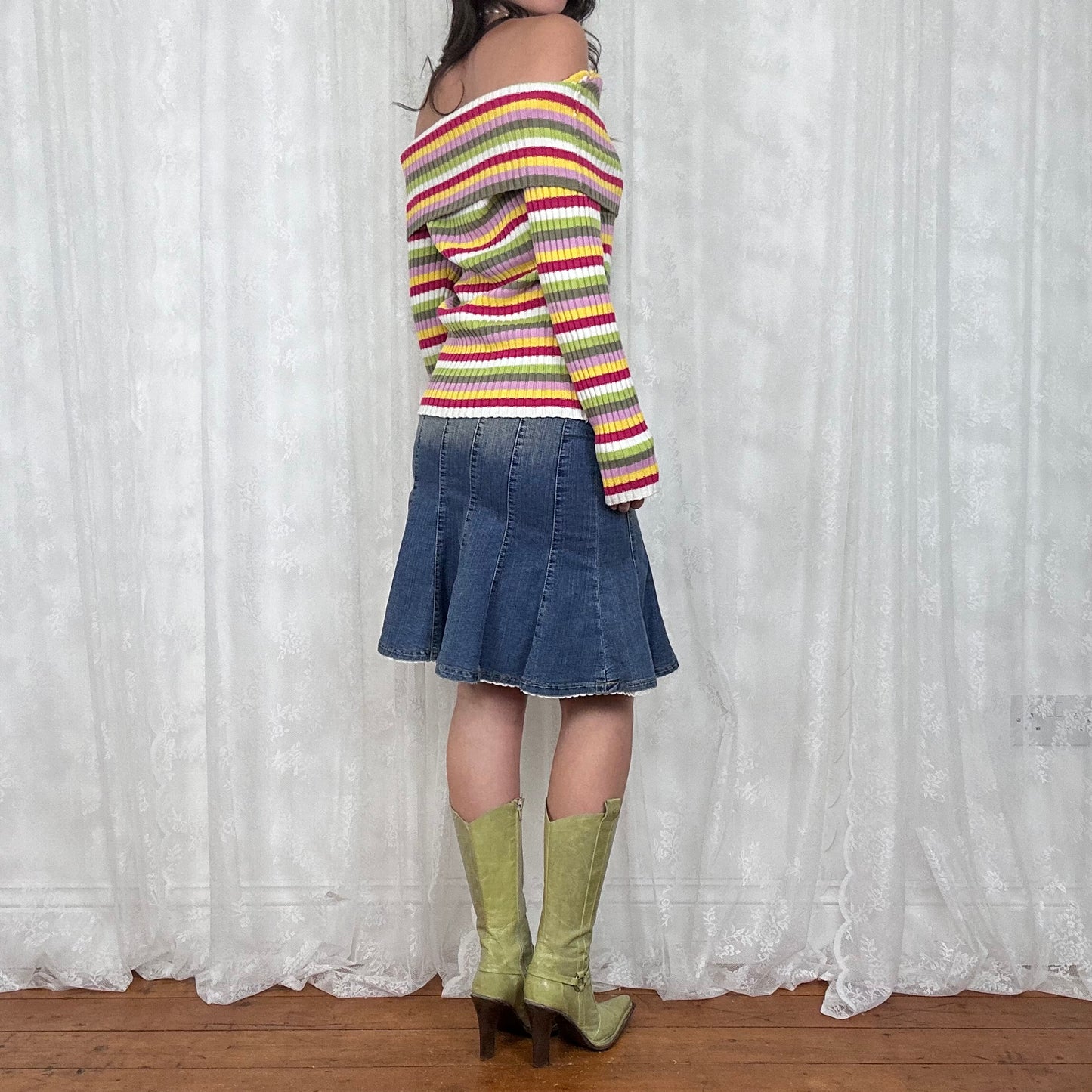 vintage 00s stripey dual zip up knitted jumper
