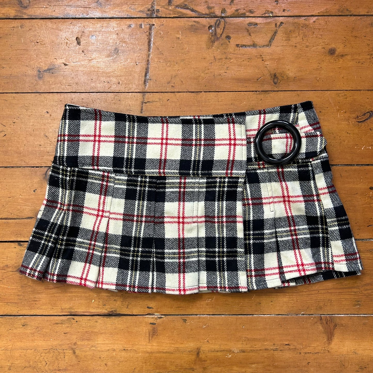 vintage 00s black checkered mini skirt