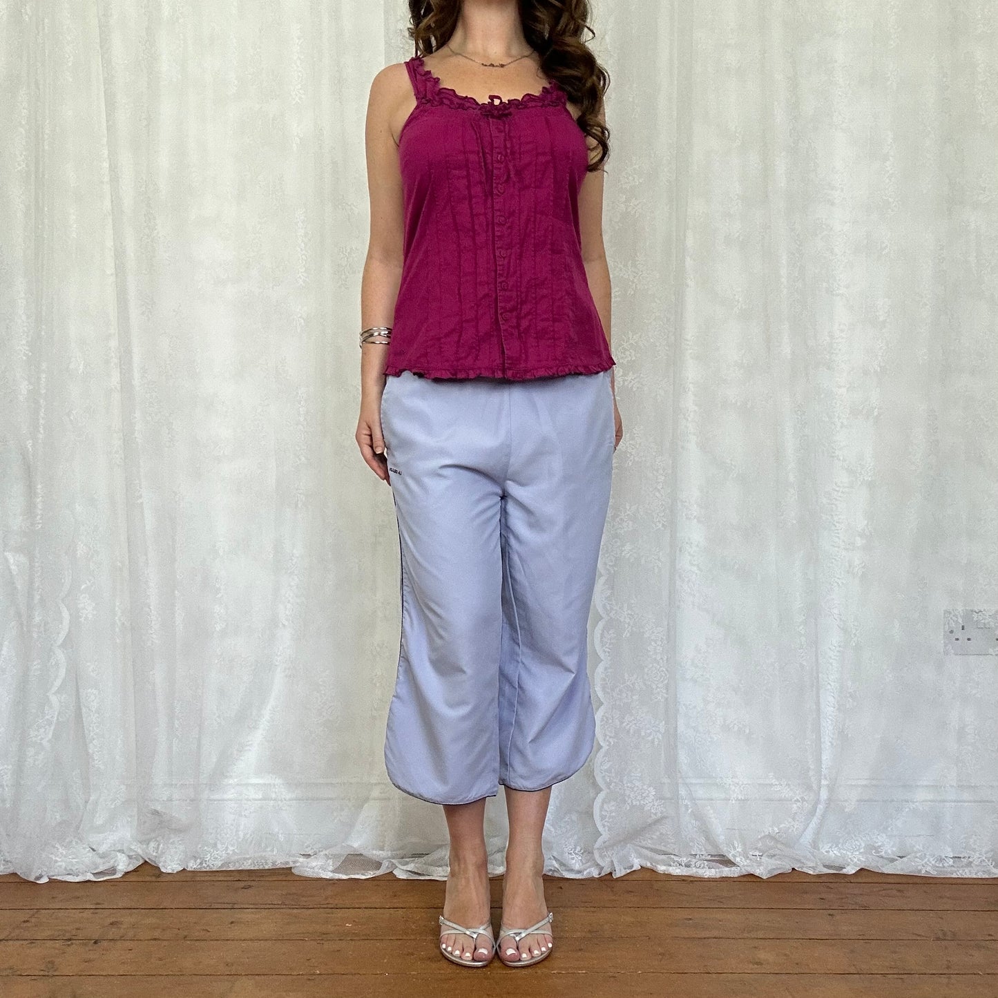 vintage 00s magenta tie back cami top