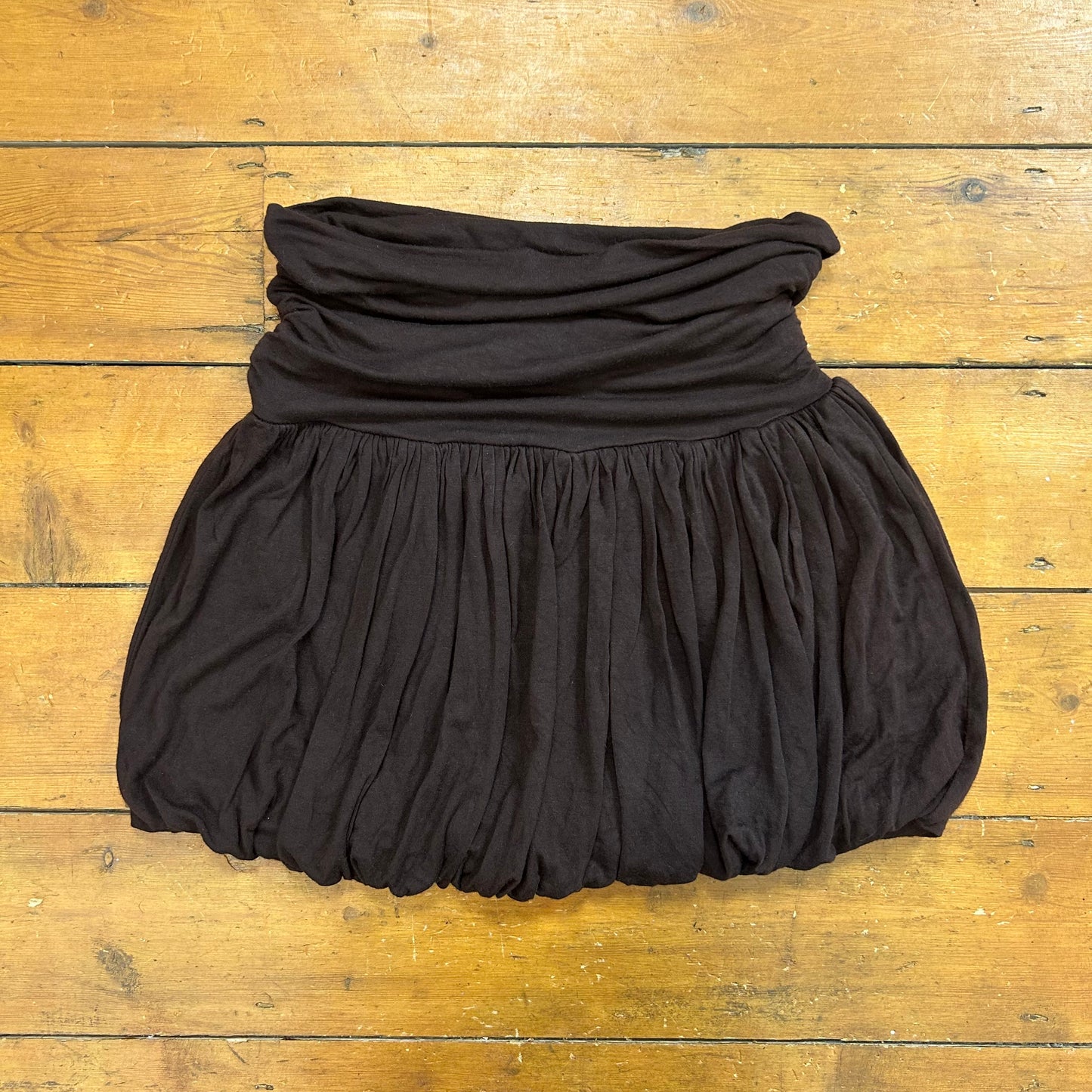 vintage 00s dark brown bubble hem mini skirt