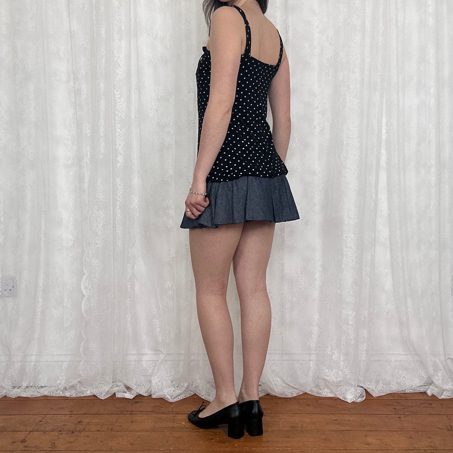 vintage 00s polka dot bubble hem cami