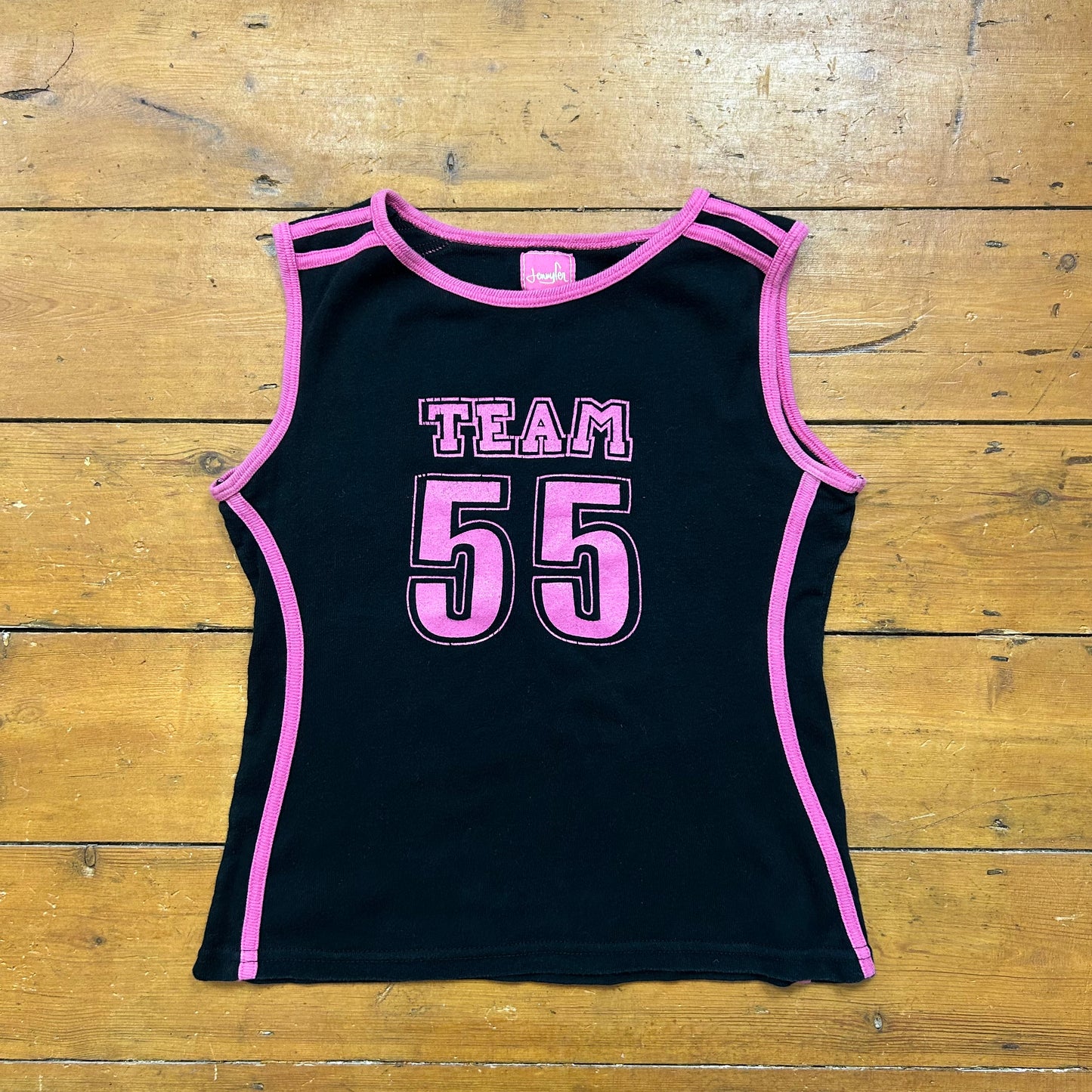 vintage 00s pink and black 55 tank top