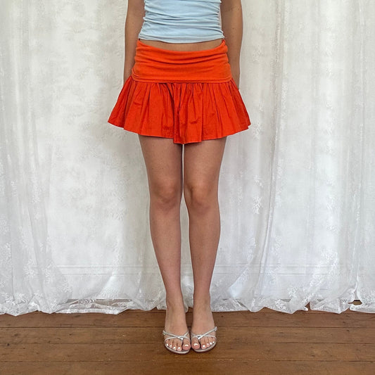 vintage 00s orange fold over waist mini skirt