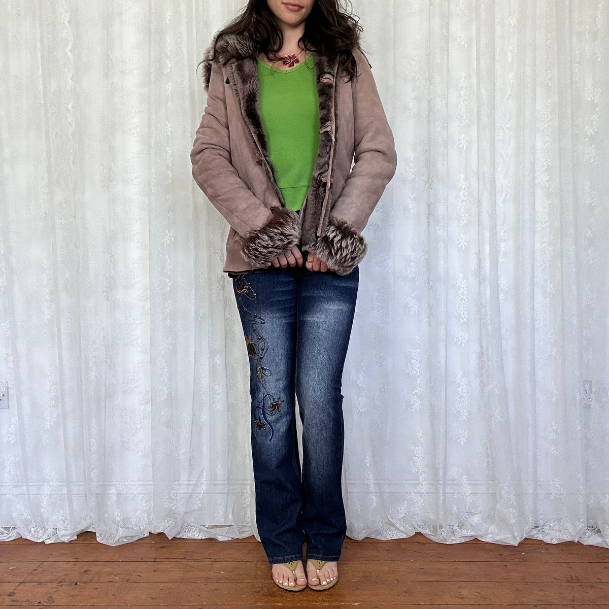 vintage 00s brown hooded afghan coat