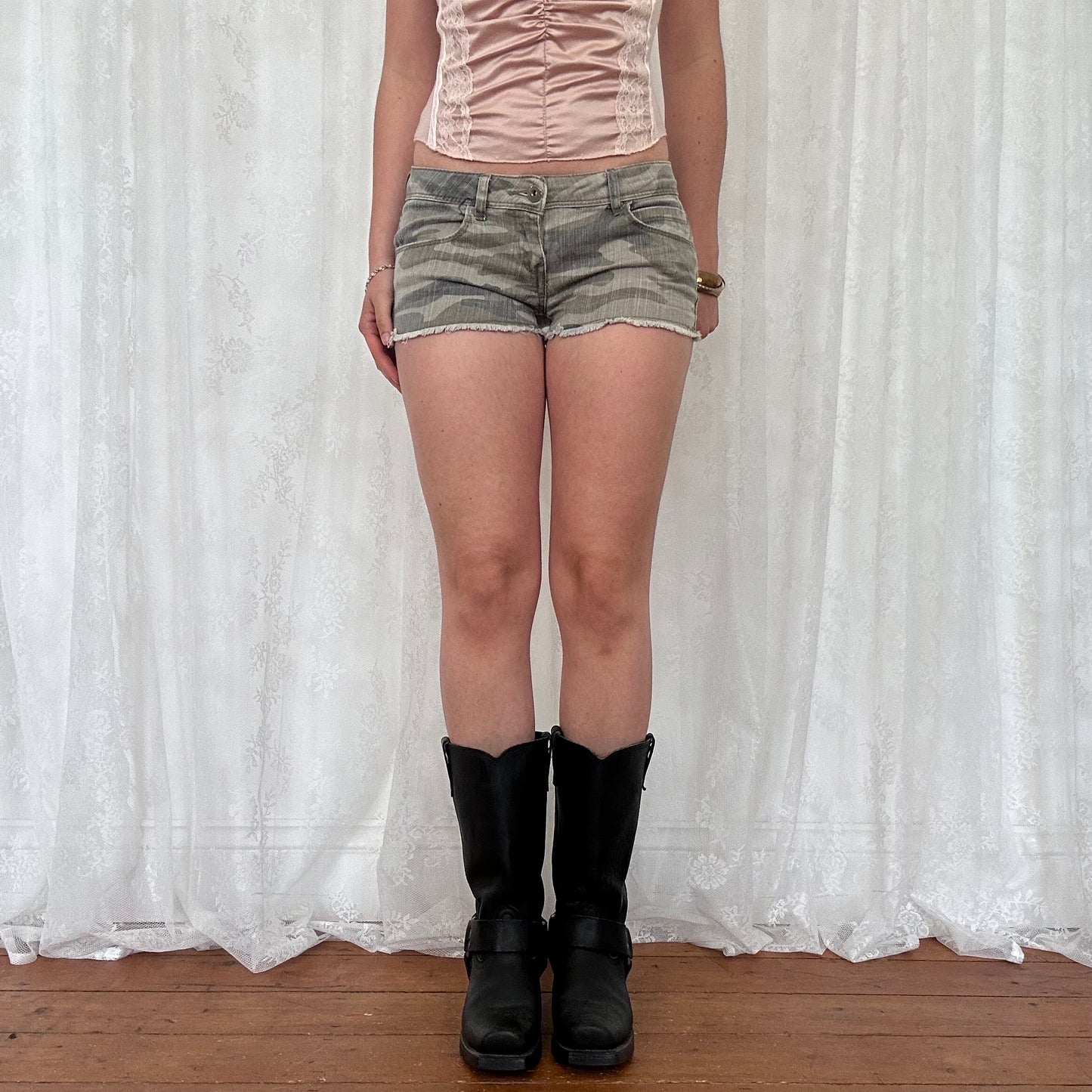 vintage 00s camouflage micro mini shorts