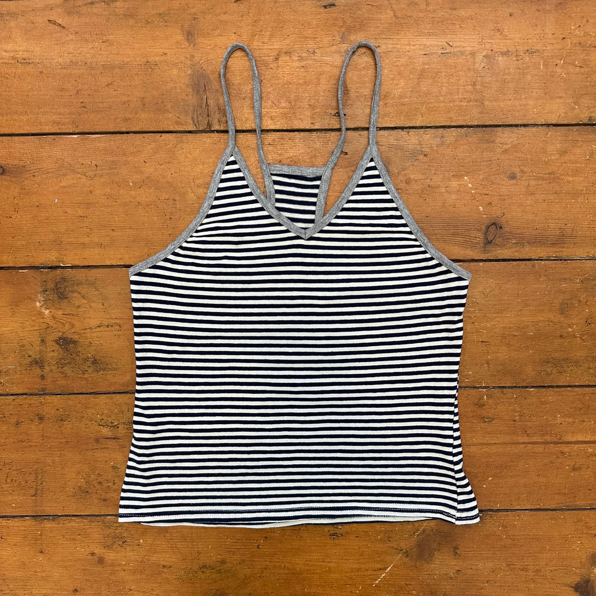 vintage 00s navy and white striped cami