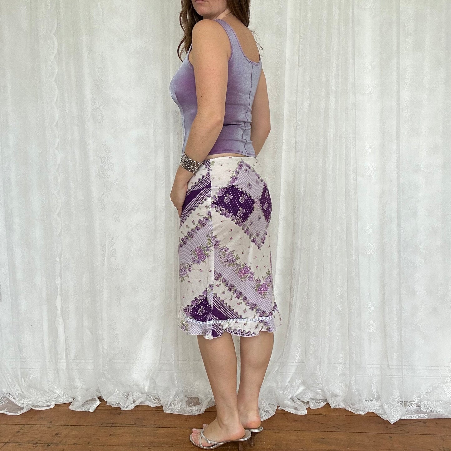 vintage 00s purple iridescent structured cami top