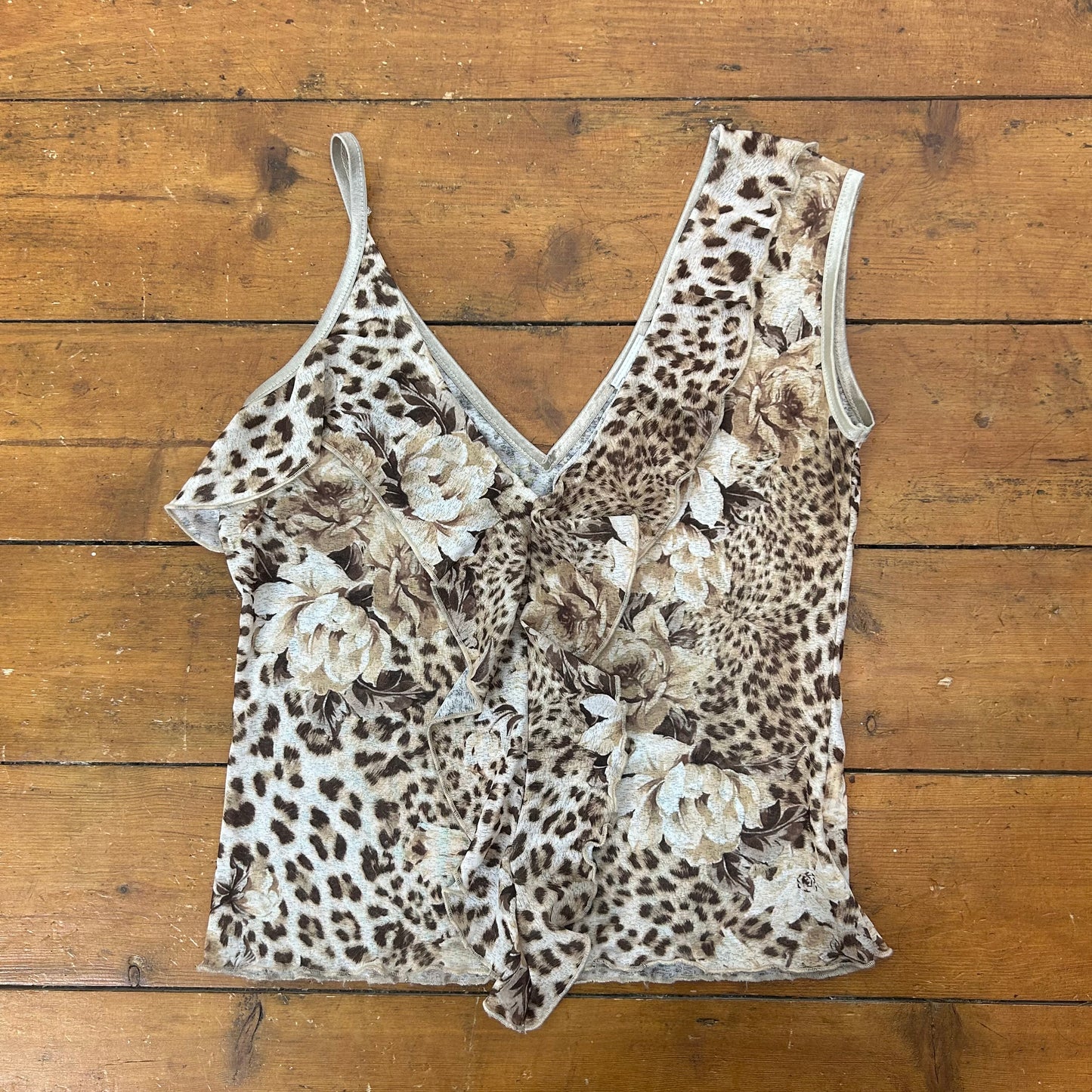 vintage 00s floral leopard print cami top