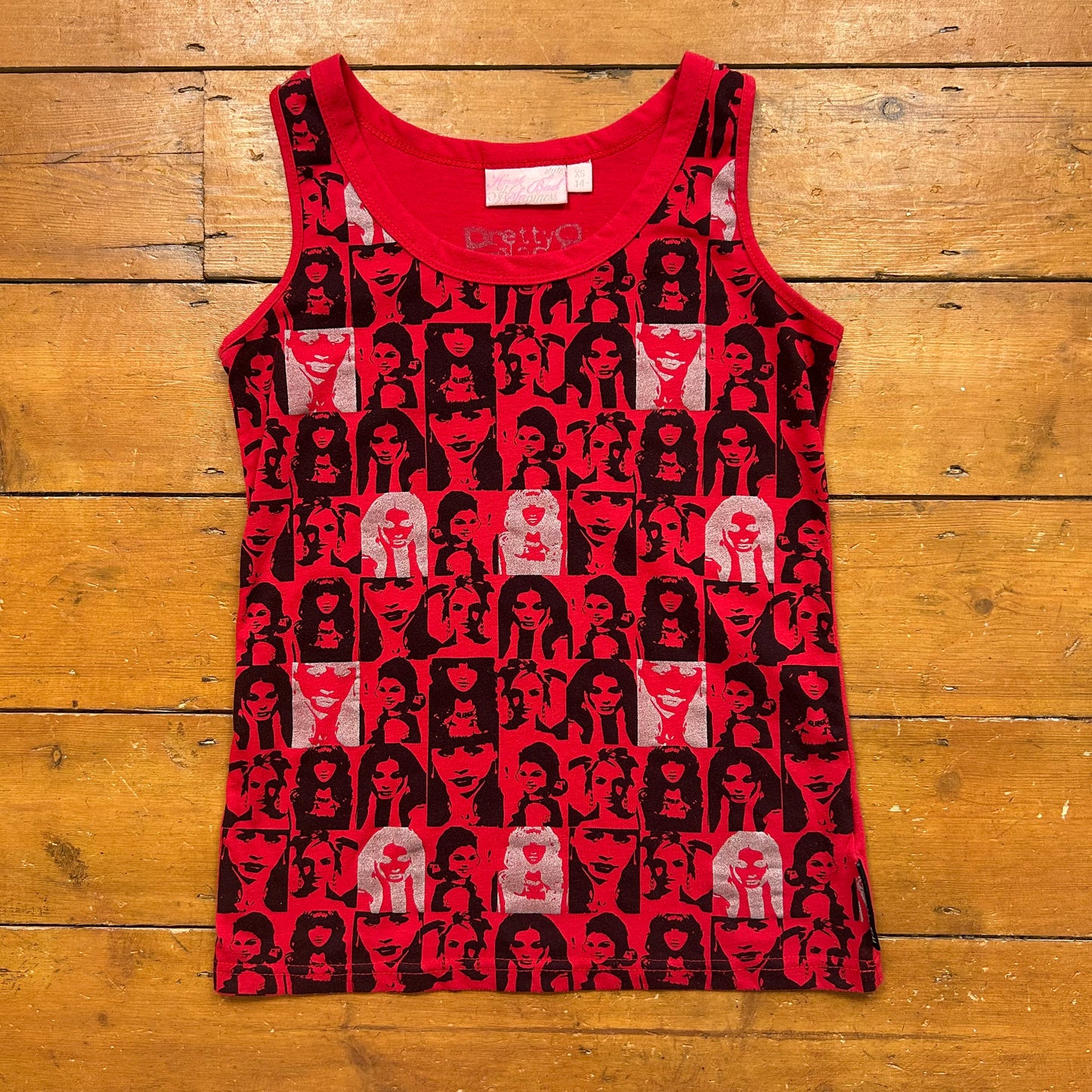 vintage 00s red graphic print cami